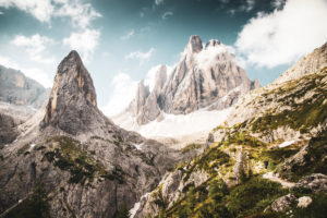 Mountain peak, Einser Kofel, part of the 'Sexten Sundial', Dolomites, South Tyrol, Italy, Mountain peak, Einser Kofel, part of the 'Sexten Sundial', Dolomites, South Tyrol, Italy,